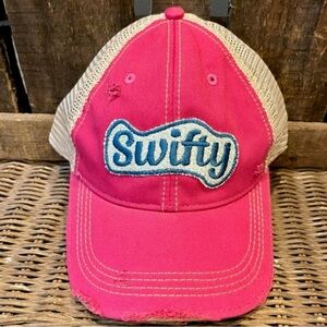 Swifty Fan Pink Distressed Snap Back Cap Hat